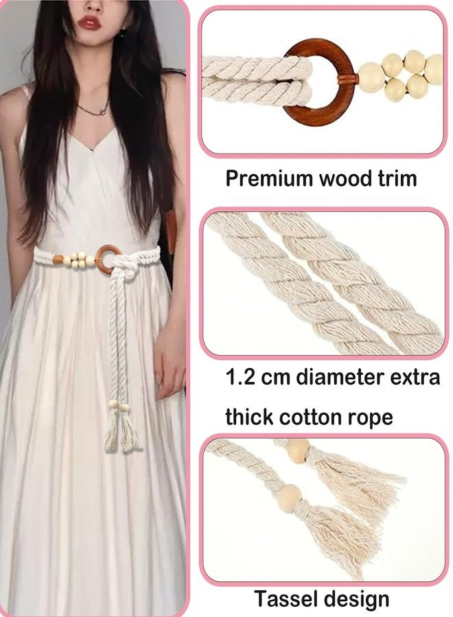 NIDMIDO Women's Braided Knotted Waist Belt, Trendy Bohemian Style Waist Belt Decorative Tassel Dress Belt for Women Girls - Image 3